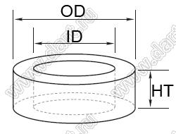 T400-28D сердечник ферритовый тороидальный; OD=102,8мм; ID=56,4мм; HT=33,8мм; μ=22