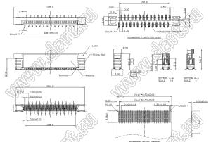 1226-60-01B-CP розетка SMD для плоского шлейфа (FPC); P=0,5мм; вертикальный вход; 60-конт.; с крышкой дляя автоматического монтажа