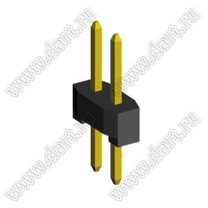 2208S-02G-H15 (PLD2-02) вилка прямая двухрядная, шаг 2,0 мм, 2х1 конт.; шаг 2.00мм; 2-конт.