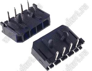 3000WR-04P (Micro-Fit 3.0™ MOLEX 043650-0400, CP3504P1HST) вилка на плату однорядная угловая шаг 3,0 мм; 4 конт.; шаг 3,0мм; 4-конт.