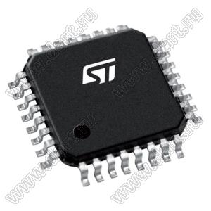 STM32F042K6T7 (LQFP-32) микроконтроллер 32-bit ARM® Cortex®-M0; F=48MHz; CANbus, HDMI-CEC, I²C, IrDA, LINbus, SPI, UART/USART, USB; DMA, I&sup2;S, POR, PWM, WDT; I/O=26шт; FLASH 32KB (32Kx8); EEPROM -; RAM 6Kx8; Uпит.=2,0...3,6V; A/D 13x12b; генерато
