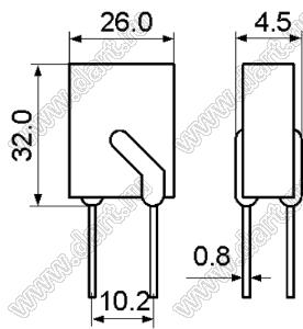 JK250-2000U предохранитель самовосстанавливающийся; VAC max.=250В; IH=2000мА; IT=4000мА