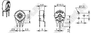 PTC10MH05-105A2020 резистор подстроечный; D=10мм; R=1,0МОм; 20%