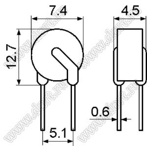 JK.250-040U предохранитель самовосстанавливающийся; VAC max.=250В; IH=40мА; IT=80мА