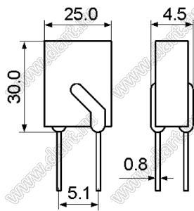 JK250-1500U предохранитель самовосстанавливающийся; VAC max.=250В; IH=1500мА; IT=3000мА