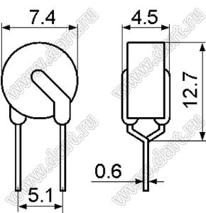 JK.250-060U предохранитель самовосстанавливающийся; VAC max.=250В; IH=60мА; IT=120мА