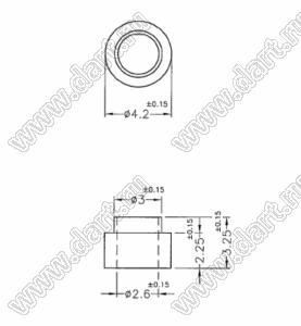 TW-226N46 втулка изолирующая для транзистора в корпусе TO-220; нейлон-66(UL); нейлон-46 (UL); 94V-0; натуральный