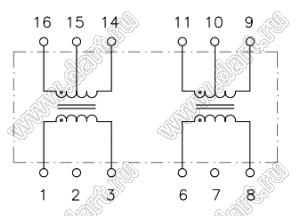 TG23-1505N5LF трансфоматор двухканальный для поверхностного (SMD) монтажа; Tраб. -40...+85°C