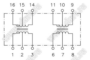 TG73-1505N5LF трансфоматор двухканальный для поверхностного (SMD) монтажа; Tраб. -40...+85°C