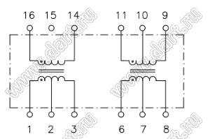 TG64-1505N5LF трансфоматор двухканальный для поверхностного (SMD) монтажа; Tраб. -40...+85°C