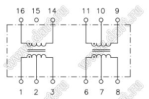 TG63-1505N5LF трансфоматор двухканальный для поверхностного (SMD) монтажа; Tраб. -40...+85°C