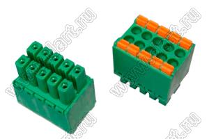 KF2EDGKS-3.5-2x5P-14 розетка однорядная на провод, под пружинные зажимы; шаг=3,5мм; I max=8/7А (UL/ICT); U=300/250В (UL/ICT); 10-конт.