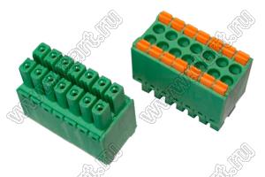 KF2EDGKS-3.5-2x7P-14 розетка однорядная на провод, под пружинные зажимы; шаг=3,5мм; I max=8/7А (UL/ICT); U=300/250В (UL/ICT); 14-конт.