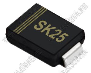 SK25 (SMB, DO-214AA) диод Шоттки; U=50В; IFM=2А; VFM=0,70В