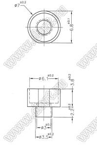 TW-93N46 втулка изолирующая для транзистора в корпусе TO-220; E=3,8мм; нейлон-46 (UL); 94V-0; натуральный