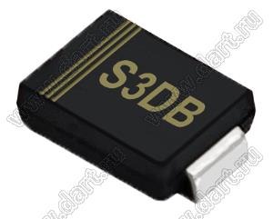 S3DB (SMB/DO-214AA) диод выпрямительный общего назначения 200V / 3A для поверхностного (SMD) монтажа  в корпусе SMB/DO-214AA