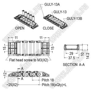 GULY-13AB-XXF канал кабельный сборный; нейлон-66 (UL); черный