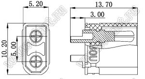 XT30U-M вилка на провод; 2-конт.