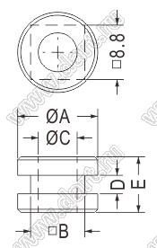 GM-154 втулка проходная под кабель; C=6,3мм; резина; цвет черный