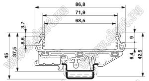 UM80S-062 профилированный корпус на стандартный электрический DIN-рельс; L=62мм; пластик; зеленый
