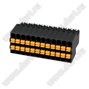KF2EDGKE-2.54-2x12P-13 клеммник разъемный - розетка на кабель двухрядная с пружинными зажимами проводов; 12-конт.