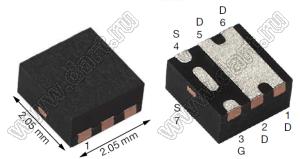 SIA471DJ-T1-GE3 (SC70-6L) транзистор полевой с изолированным затвором; P-канал; Uси=-30В; Iи=-30.3А; R=0.0241(Ом) (при VGS = -4.5 V)