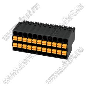KF2EDGKE-2.54-2x11P-13 клеммник разъемный - розетка на кабель двухрядная с пружинными зажимами проводов; 11-конт.