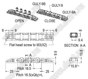 GULY-9AB-XXF канал кабельный сборный; нейлон-66 (UL); черный