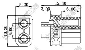 XT30U-F розетка на провод; 2-конт.