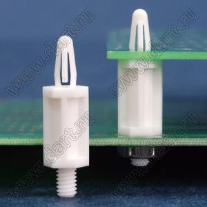 SCB832-15.9 фиксатор платы с защёлкой и резьбой 8-32 UNC; A=15,9мм; 8-32 UNC; нейлон-66 (UL); натуральный