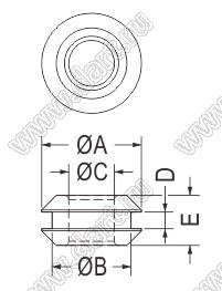 GM-159 втулка проходная под кабель; C=2,2мм; резина; цвет черный