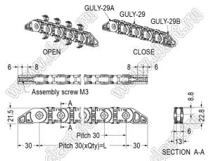 GULY-29AB-XXF канал кабельный сборный; нейлон-66 (UL); черный