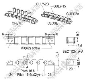 GULY-15AB-XXF канал кабельный сборный; нейлон-66 (UL); черный