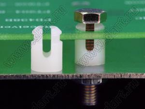 SSU4-15.9 фиксатор платы с защелкой в плату; A=15,9мм; C=3,9мм; T=1,2…1,7мм; dп=5,9мм; нейлон-66 (UL); натуральный