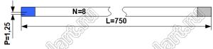 BLFPC P1,25-8PIN 750mm-REV шлейф плоский, шаг 1,25мм 8 жил длина 750мм, контакты на разных поверхностях