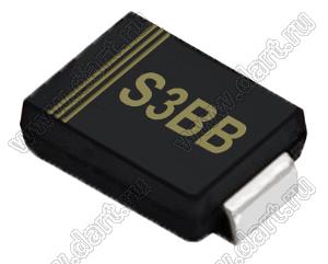 S3BB (SMB/DO-214AA) диод выпрямительный общего назначения 100V / 3A для поверхностного (SMD) монтажа  в корпусе SMB/DO-214AA
