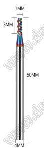 55-1x3x4x50L фреза концевая трехзаходная; D=1,0мм; Lc=3,0мм; 3 канавки