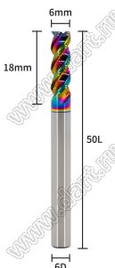 65-6x18x6x50L фреза концевая трехзаходная; D=6,0мм; Lc=18,0мм; 3 канавки