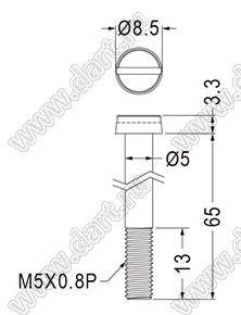 M5A-65 винт пластиковый; M5x0,8; A=8,5мм; B=65,0мм; C=3,3мм; нейлон-66 (UL); черный