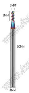 55-3x9x4x50L фреза концевая трехзаходная; D=3,0мм; Lc=9,0мм; 3 канавки