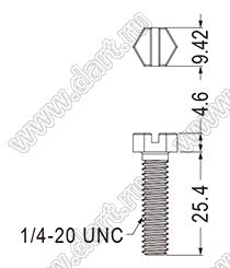 MI420-25.4 винт пластиковый; 1/4-20 UNC; A=9,42мм; B=25,4мм; нейлон-66 (UL); натуральный