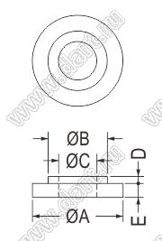 TWC-29 шайба ступенчатая; A=9,5мм; C=5,0мм; нейлон-66 (UL); черный/натуральный