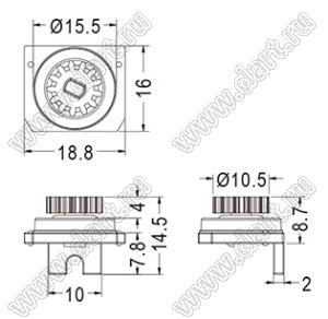 DP016A шестерня тормоза приборной дверцы; d=9,1мм; 13зуб.; пластик ABS (UL); пластик POM (UL); черный