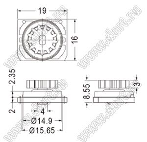 DP037A шестерня тормоза приборной дверцы; d=10,4мм; 13зуб.; пластик ABS (UL); пластик POM (UL); черный