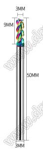 55-3x9x3x50L фреза концевая трехзаходная; D=3,0мм; Lc=9,0мм; 3 канавки