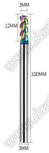 55-3x12x3x100L фреза концевая трехзаходная; D=3,0мм; Lc=12,0мм; 3 канавки