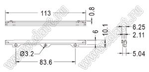 CGLM-1N направляющая платы; L=113,0мм; PC+ABS (UL); черный