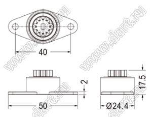 DP036A шестерня тормоза приборной дверцы; d=12,0мм; 12зуб.; пластик ABS; черный