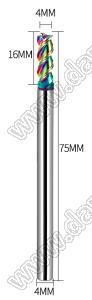 55-4x16x4x75L фреза концевая трехзаходная; D=4,0мм; Lc=16,0мм; 3 канавки