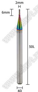 65-2x6x4x50L фреза концевая трехзаходная; D=2,0мм; Lc=6,0мм; 3 канавки